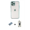 MARSİLYAN™- iPhone 12 Pro Max Kılıf Vadi Minimal - Siyah Bilvis Hayalet Cam Ekran Koruyucu + Shine Kamera Lens Koruma Cam - GS