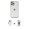 MARSİLYAN™- iPhone 12 Pro Max Kılıf Vadi Minimal - Siyah Bilvis Hayalet Cam Ekran Koruyucu + Shine Kamera Lens - LT