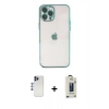 MARSİLYAN™- iPhone 12 Pro Max Kılıf Vadi Minimal - Siyah Bilvis Hayalet Cam Ekran Koruyucu + Shine Kamera Lens - LT