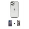 MARSİLYAN™- iPhone 12 Pro Max Kılıf Vadi Minimal - Siyah Bilvis Hayalet Cam Ekran Koruyucu + Neon Fosforlu Kamera Lens - MI
