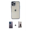 MARSİLYAN™- iPhone 12 Pro Max Kılıf Vadi Minimal - Siyah Bilvis Hayalet Cam Ekran Koruyucu + Neon Fosforlu Kamera Lens - MI