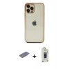 MARSİLYAN™- iPhone 12 Pro Max Kılıf Vadi Minimal - Siyah Bilvis Hayalet Cam Ekran Koruyucu + Renkli Kamera Lens Koruma Cam - MI