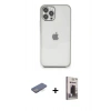 MARSİLYAN™- iPhone 12 Pro Max Kılıf Vadi Minimal - Siyah Bilvis Hayalet Cam Ekran Koruyucu + Renkli Kamera Lens Koruma Cam - MI