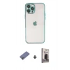 MARSİLYAN™- iPhone 12 Pro Max Kılıf Vadi Minimal - Siyah Bilvis Hayalet Cam Ekran Koruyucu + Metal Kamera Lens Koruma Cam - GD