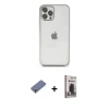 MARSİLYAN™- iPhone 12 Pro Max Kılıf Vadi Minimal - Siyah Bilvis Hayalet Cam Ekran Koruyucu + Metal Kamera Lens Koruma Cam - GD
