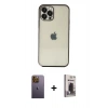 MARSİLYAN™- iPhone 12 Pro Max Kılıf Vadi Minimal - Siyah Bilvis Hayalet Cam Ekran Koruyucu + Neon Fosforlu Kamera Lens - SI