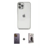 MARSİLYAN™- iPhone 12 Pro Max Kılıf Vadi Minimal - Siyah Bilvis Hayalet Cam Ekran Koruyucu + Neon Fosforlu Kamera Lens - SI