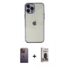 MARSİLYAN™- iPhone 12 Pro Max Kılıf Vadi Minimal - Siyah Bilvis Hayalet Cam Ekran Koruyucu + Neon Fosforlu Kamera Lens - SI