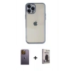 MARSİLYAN™- iPhone 12 Pro Max Kılıf Vadi Minimal - Siyah Bilvis Hayalet Cam Ekran Koruyucu + Neon Fosforlu Kamera Lens - SI