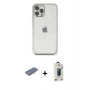 MARSİLYAN™- iPhone 12 Pro Max Kılıf Vadi Minimal - Siyah Bilvis Hayalet Cam Ekran Koruyucu + Renkli Kamera Lens Koruma Cam - PE
