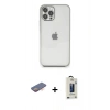 MARSİLYAN™- iPhone 12 Pro Max Kılıf Vadi Minimal - Siyah Bilvis Hayalet Cam Ekran Koruyucu + Renkli Kamera Lens Koruma Cam - TU