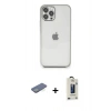 MARSİLYAN™- iPhone 12 Pro Max Kılıf Vadi Minimal - Siyah Bilvis Hayalet Cam Ekran Koruyucu + Renkli Kamera Lens Koruma Cam - YL