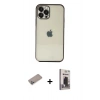 MARSİLYAN™- iPhone 12 Pro Max Kılıf Vadi Minimal - Siyah Bilvis Hayalet Cam Ekran Koruyucu + Sierra Blue Shine Kamera Lens Koruma Cam