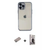 MARSİLYAN™- iPhone 12 Pro Max Kılıf Vadi Minimal - Siyah Bilvis Hayalet Cam Ekran Koruyucu + Sierra Blue Shine Kamera Lens Koruma Cam