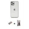 MARSİLYAN™- iPhone 12 Pro Max Kılıf Vadi Minimal - Siyah Bilvis Hayalet Cam Ekran Koruyucu + Sierra Blue Shine Kamera Lens Koruma Cam