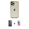 MARSİLYAN™- iPhone 12 Pro Max Kılıf Vadi Minimal - Siyah Joko 5D Cam + Neon Fosforlu Kamera Lens - BZ