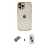 MARSİLYAN™- iPhone 12 Pro Max Kılıf Vadi Minimal - Siyah Joko 5D Cam + Metal Kamera Lens Koruma Cam - GD