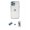 MARSİLYAN™- iPhone 12 Pro Max Kılıf Vadi Minimal - Siyah Joko 5D Cam + Shine Kamera Lens Koruma Cam - GD