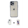 MARSİLYAN™- iPhone 12 Pro Max Kılıf Vadi Minimal - Siyah Joko 5D Cam + Lacivert Shine Kamera Lens