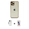 MARSİLYAN™- iPhone 12 Pro Max Kılıf Vadi Minimal - Siyah Joko 5D Cam + Lacivert Shine Kamera Lens