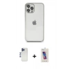 MARSİLYAN™- iPhone 12 Pro Max Kılıf Vadi Minimal - Siyah Joko 5D Cam + Lacivert Shine Kamera Lens