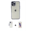 MARSİLYAN™- iPhone 12 Pro Max Kılıf Vadi Minimal - Siyah Joko 5D Cam + Lacivert Shine Kamera Lens