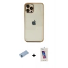 MARSİLYAN™- iPhone 12 Pro Max Kılıf Vadi Minimal - Siyah Joko 5D Cam + Mavi Shine Kamera Lens Koruma Cam