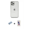 MARSİLYAN™- iPhone 12 Pro Max Kılıf Vadi Minimal - Siyah Joko 5D Cam + Mavi Shine Kamera Lens Koruma Cam