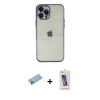 MARSİLYAN™- iPhone 12 Pro Max Kılıf Vadi Minimal - Siyah Joko 5D Cam + Mavi Shine Kamera Lens Koruma Cam