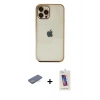MARSİLYAN™- iPhone 12 Pro Max Kılıf Vadi Minimal - Siyah Joko 5D Cam + Renkli Kamera Lens Koruma Cam - MI