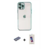 MARSİLYAN™- iPhone 12 Pro Max Kılıf Vadi Minimal - Siyah Joko 5D Cam + Renkli Kamera Lens Koruma Cam - MI