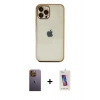 MARSİLYAN™- iPhone 12 Pro Max Kılıf Vadi Minimal - Siyah Joko 5D Cam + Neon Fosforlu Kamera Lens - SI