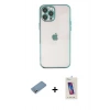 MARSİLYAN™- iPhone 12 Pro Max Kılıf Vadi Minimal - Siyah Joko 5D Cam + Shine Kamera Lens Koruma Cam - GS