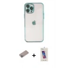MARSİLYAN™- iPhone 12 Pro Max Kılıf Vadi Minimal - Siyah Joko 5D Cam + Shine Kamera Lens Koruma Cam - SABE