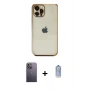 MARSİLYAN™- iPhone 12 Pro Max Kılıf Vadi Minimal - Siyah Joko Magic 5D Cam + Beyaz Neon Fosforlu Kamera Lens