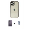 MARSİLYAN™- iPhone 12 Pro Max Kılıf Vadi Minimal - Siyah Joko Magic 5D Cam + Beyaz Neon Fosforlu Kamera Lens