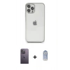 MARSİLYAN™- iPhone 12 Pro Max Kılıf Vadi Minimal - Siyah Joko Magic 5D Cam + Beyaz Neon Fosforlu Kamera Lens
