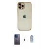 MARSİLYAN™- iPhone 12 Pro Max Kılıf Vadi Minimal - Siyah Joko Magic 5D Cam + Neon Fosforlu Kamera Lens - MI
