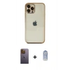 MARSİLYAN™- iPhone 12 Pro Max Kılıf Vadi Minimal - Siyah Joko Magic 5D Cam + Neon Fosforlu Kamera Lens - SI