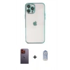 MARSİLYAN™- iPhone 12 Pro Max Kılıf Vadi Minimal - Siyah Joko Magic 5D Cam + Neon Fosforlu Kamera Lens - TU