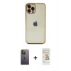MARSİLYAN™- iPhone 12 Pro Max Kılıf Vadi Minimal - Siyah Mat Seramik Nano Ekran Koruyucu + Neon Fosforlu Kamera Lens - YL