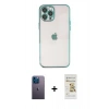 MARSİLYAN™- iPhone 12 Pro Max Kılıf Vadi Minimal - Siyah Mat Seramik Nano Ekran Koruyucu + Neon Fosforlu Kamera Lens - MI
