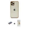 MARSİLYAN™- iPhone 12 Pro Max Kılıf Vadi Minimal - Siyah Mat Seramik Nano Ekran Koruyucu + Turuncu Renkli Kamera Lens Koruma Cam
