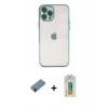 MARSİLYAN™- iPhone 12 Pro Max Kılıf Vadi Minimal - Siyah Polymer Nano Ekran Koruyucu + Metal Kamera Lens Koruma Cam - KI