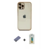 MARSİLYAN™- iPhone 12 Pro Max Kılıf Vadi Minimal - Siyah Polymer Nano Ekran Koruyucu + Metal Kamera Lens Koruma Cam - GD