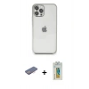 MARSİLYAN™- iPhone 12 Pro Max Kılıf Vadi Minimal - Siyah Polymer Nano Ekran Koruyucu + Pembe Renkli Kamera Lens Koruma Cam