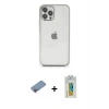 MARSİLYAN™- iPhone 12 Pro Max Kılıf Vadi Minimal - Siyah Polymer Nano Ekran Koruyucu + Pembe Shine Kamera Lens Koruma Cam