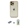 MARSİLYAN™- iPhone 12 Pro Max Kılıf Vadi Minimal - Siyah Polymer Nano Ekran Koruyucu + Renkli Kamera Lens Koruma Cam - MI
