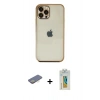MARSİLYAN™- iPhone 12 Pro Max Kılıf Vadi Minimal - Siyah Polymer Nano Ekran Koruyucu + Renkli Kamera Lens Koruma Cam - SI