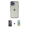 MARSİLYAN™- iPhone 12 Pro Max Kılıf Vadi Minimal - Siyah Polymer Nano Ekran Koruyucu + Neon Fosforlu Kamera Lens - SI